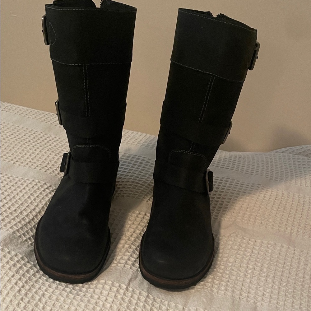 VELEZ Black Buckle Strap Boots